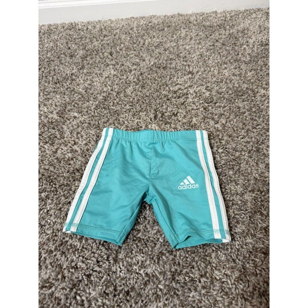 Adidas Toddler Shorts 12M Teal Three Stripe Athletic Shorts New Without Tags